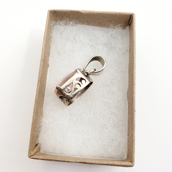 Sterling Platform Rose Quartz Pendant - .925 Sterling Silver - Picture 15 of 16